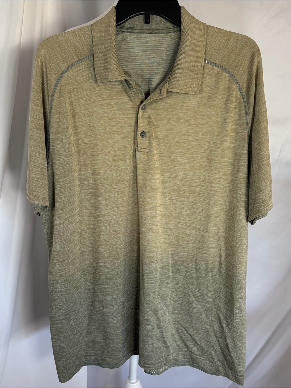 Lululemon Men's Metal Vent Tech Short Sleeve Polo Shirt Olive Green/Khaki XXL